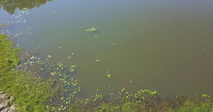 Aerial View of Small Natural Lake in Countryside of Paraguay