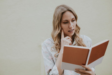 Woman reading notes