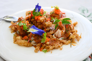 Curry-fried shrimps with Lychee, Longan, Fluffy eggs