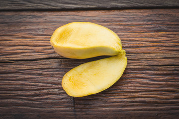 yellow mango on wooden background