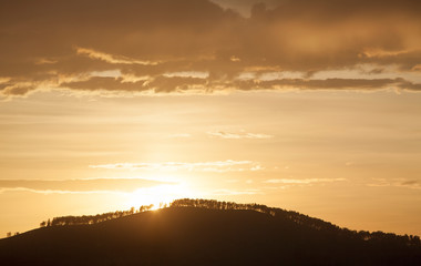 Beautiful sunset sky, horizon and beautiful clouds