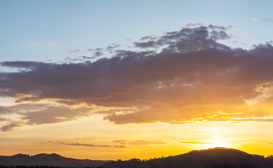 Beautiful sunset sky, horizon and beautiful clouds