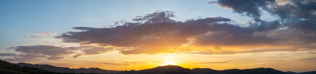 Beautiful sunset sky, panoramic view