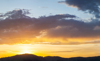 Beautiful sunset sky, horizon and beautiful clouds