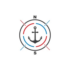 Anchor compass concept  icon Logo  vector  illustration