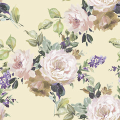 
Hand drawn flowers, seamless