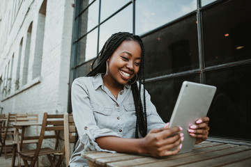 Woman using tablet