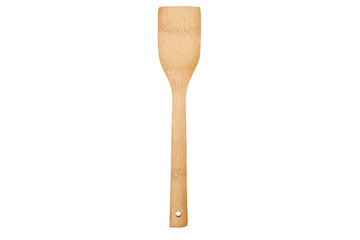  new wooden kitchen spatula on a white background, wooden cutlery
