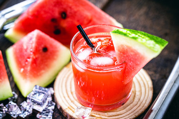 Brazilian caipirinha, typical Brazilian cocktail made with watermelon, cachaça and sugar....