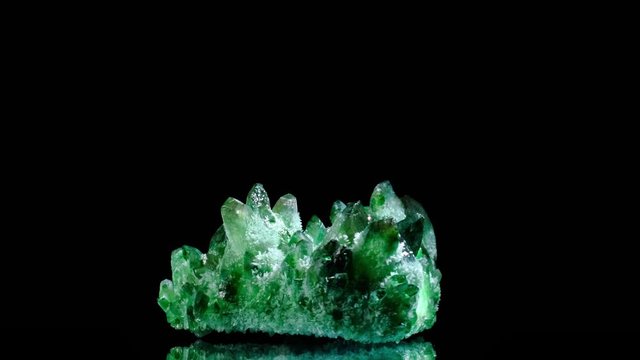Natural mineral green quartz black background natural mineral