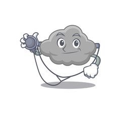 Grey cloud in doctor cartoon character with tools