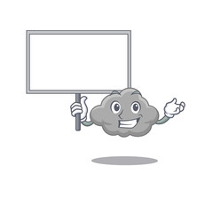 An icon of grey cloud mascot design style bring a board