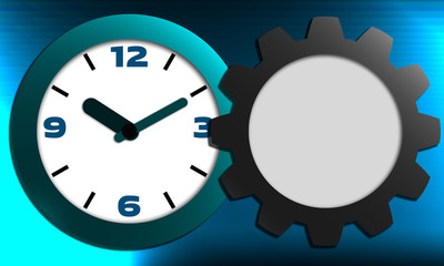 Clock and gear sign for productivity concept