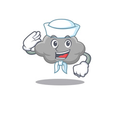 Sailor cartoon character of grey cloud with white hat