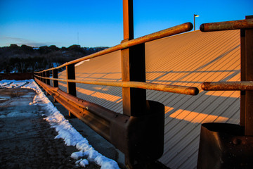 Railing in sunset