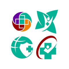 Medical Health Clinic Cross Illustration logo template Set