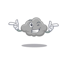 Cartoon design concept of grey cloud with funny wink eye