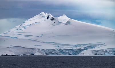 Antarctic landscape with mountains and glaciers