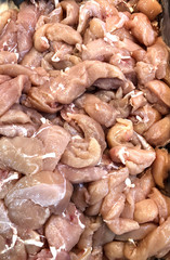 Photo of fresh chicken on the counter supermarket