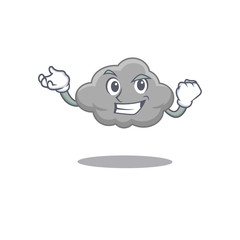 A dazzling grey cloud mascot design concept with happy face