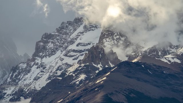 Time Lapse of Clouds Moving Around Fritz Roy Mountain Peak, Los Glaciares National Park, Chile Argentina Border