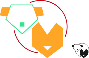 Cat and dog symbol graphic very simple outlines of shapes representing animals
