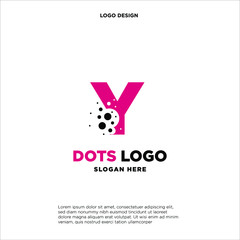 Letter Y logo. Alphabet logotype vector design with dots element.