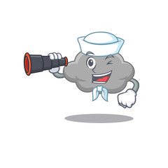 A cartoon icon of grey cloud Sailor with binocular