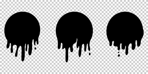 Paint dripping. Current paint, stains. Current inks. Dripping liquid. isolated on  Transparent background. Vector illustration.