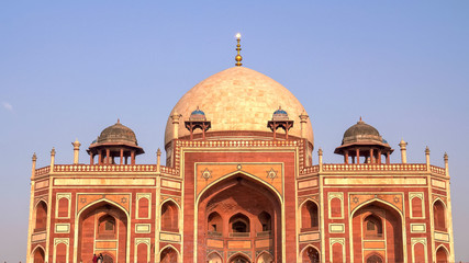an afternoon close up of the world heritage listed humayun's tomb in delhi