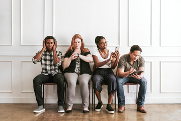 Fototapeta premium Antisocial people on their phones