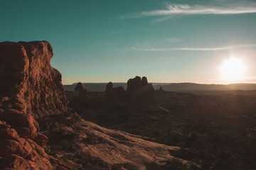 Naklejka premium arches landscape during sunset 