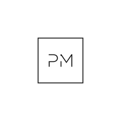 elegant logo vector with unique and clean "PM" letter shape, elegant, luxury, brand, company