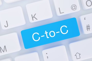 C-to-C. Computer Tastatur von oben zeigt Taste mit Wort hervorgehoben. Software, Internet, Programm