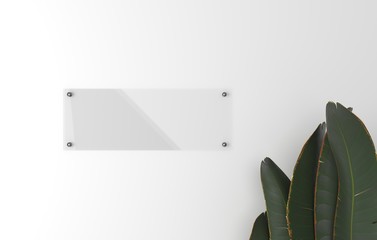 Glass signage logo mockup. 3D Render.