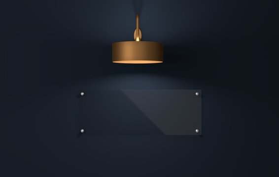Glass signage logo mockup. 3D Render.