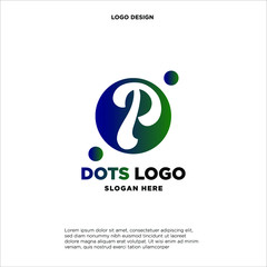 Initial Letter P Logo With Circle and Dot Element. Design Vector Logo Concept