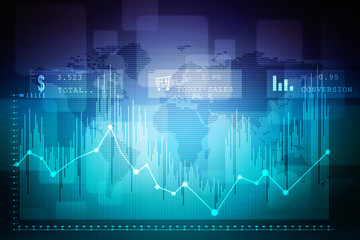 2d rendering Stock market online business concept. business Graph 
