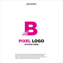 B Letter pixel logo design modern template