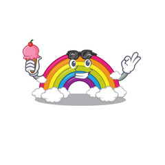 Cartoon design concept of rainbow having an ice cream