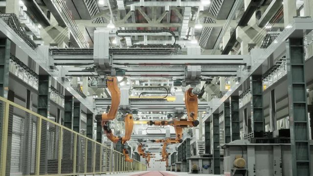 Robotic line at the futuristic factory