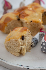 Hot cross buns, freshly baked hot cross buns 