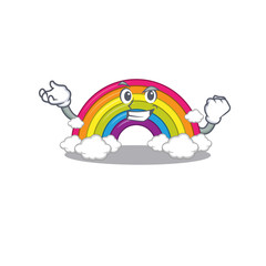 A dazzling rainbow mascot design concept with happy face