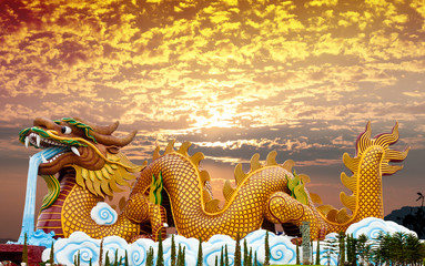 Chinese style dragon statue in thailand.