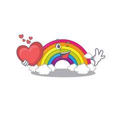 A sweet rainbow cartoon character style with a heart