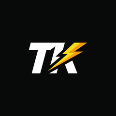 Initial Letter TK with Lightning
