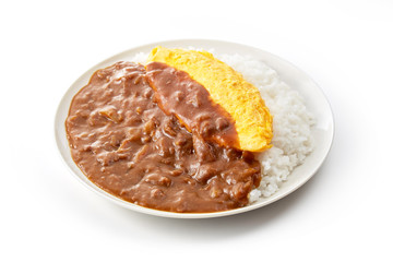 カレーライスにオムレツをトッピング-オムレツカレー