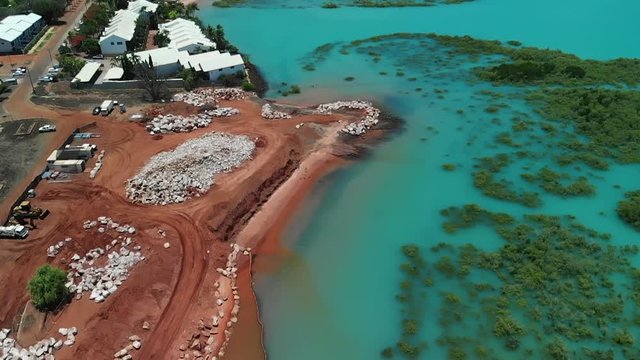 Drone shot over Broome (Western Australia) contrasted colors.