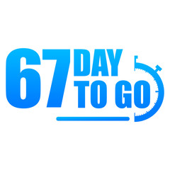 Day to go label, red flat with alarm clock, promotion icon, Vector stock illustration: For any kind of promotion