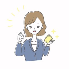 収入　若い　女性　イラスト